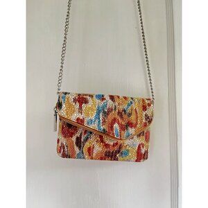 Hobo International Autumn Foliage Leather Convertible Crossbody Handbag W/ Chain
